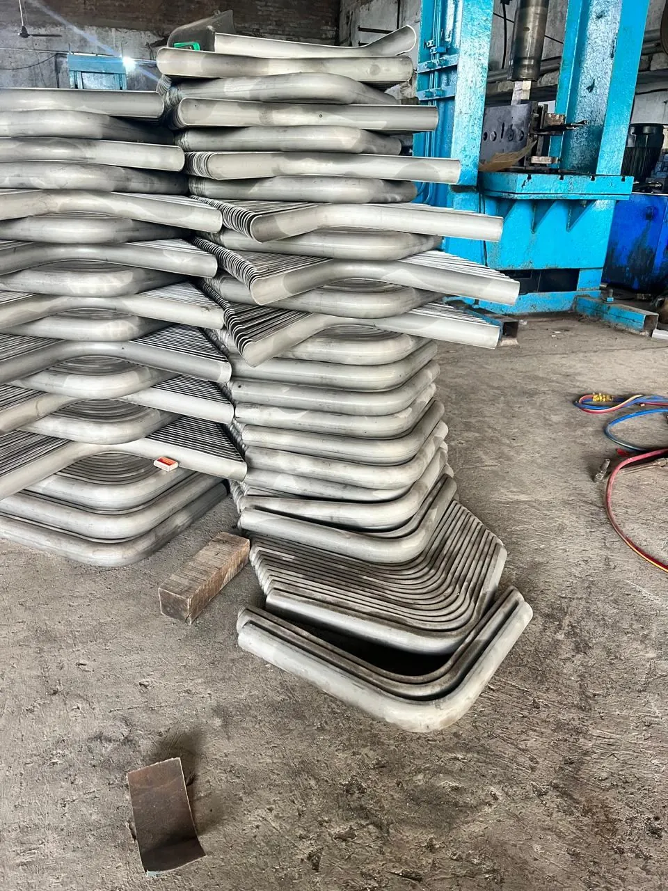 Bent boiler tube shields ready for shipment at Ruby Infra